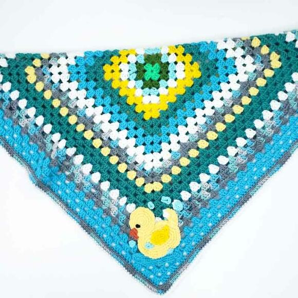 Handmade Crochet Baby Blanket Rubber Duckie Blue